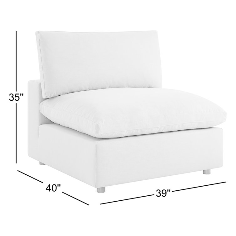 Beige Down-Filled Overstuffed Armless Chair