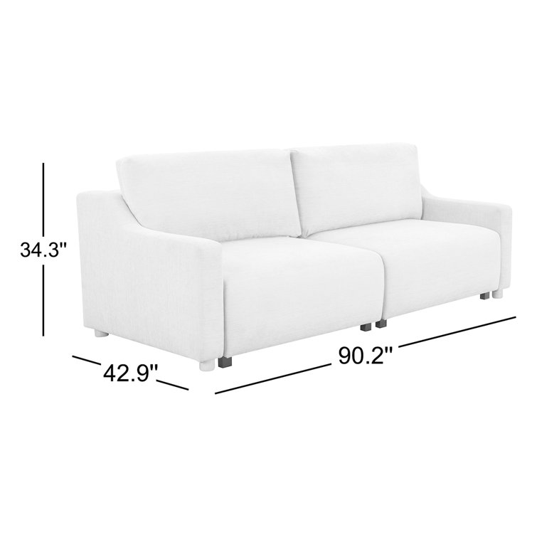 Gray Queen Convertible Sleeper Sofa with Natural Wood Legs