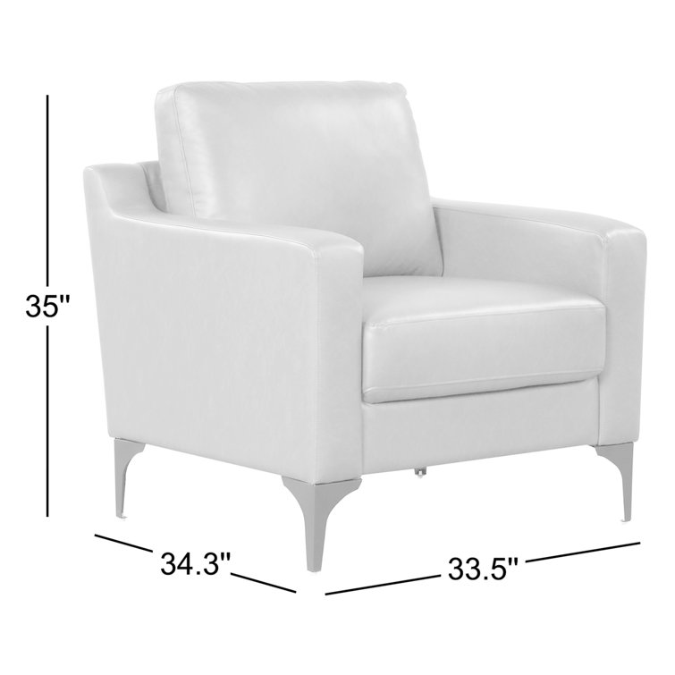 Navy Blue Faux Leather and Wood Accent Chair