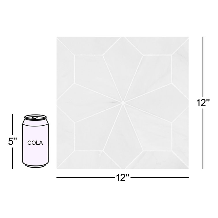 Bianco Geometric Marble Mosaic Tile with Honed Finish