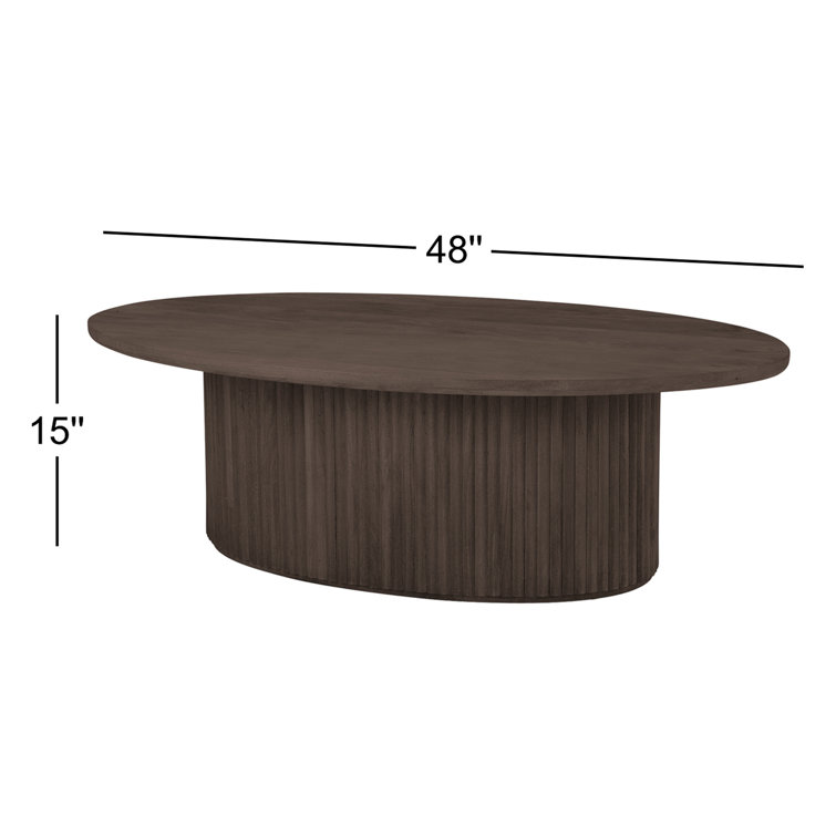 Dark Brown Oval Wood Lift-Top Coffee Table with Storage