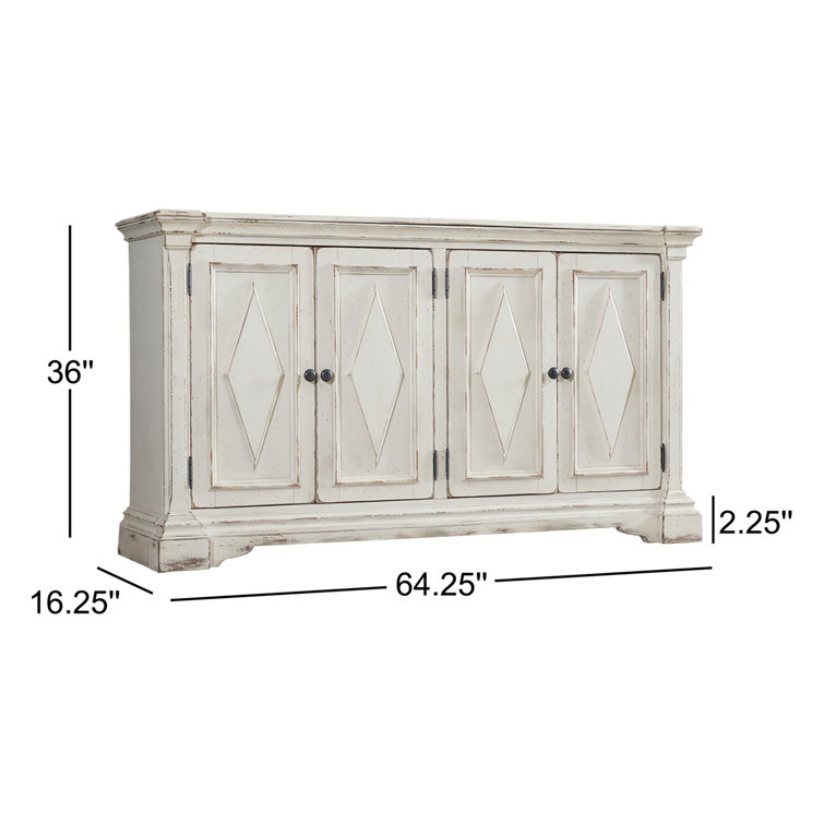 Traditional White 64'' Sideboard with Functional Accent Storage