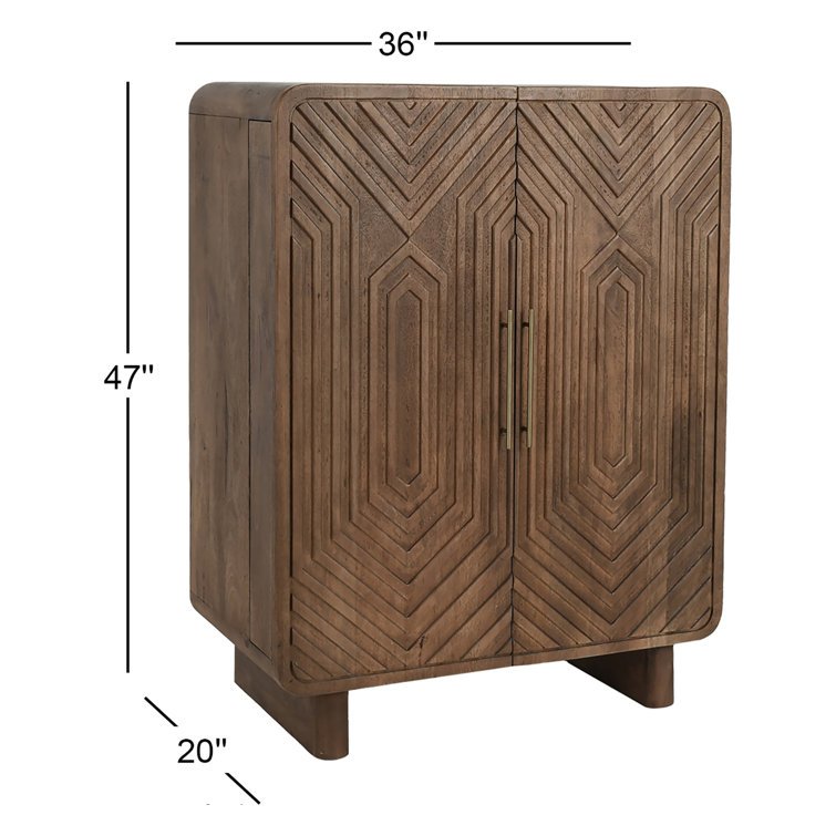 Holmes Brown Mango Wood Carved Bar Cabinet