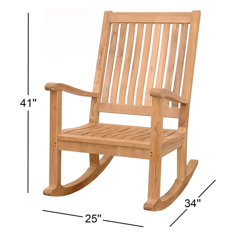 Natural Teak Solid Wood Rocking Armchair