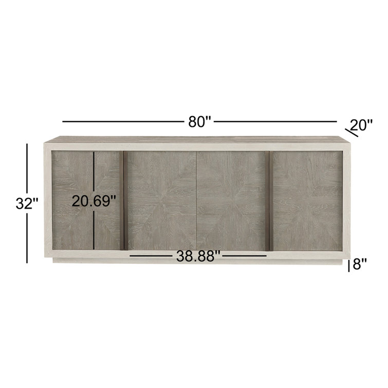 Contemporary Brinkley 80'' Gray-Brown Credenza with Adjustable Shelves