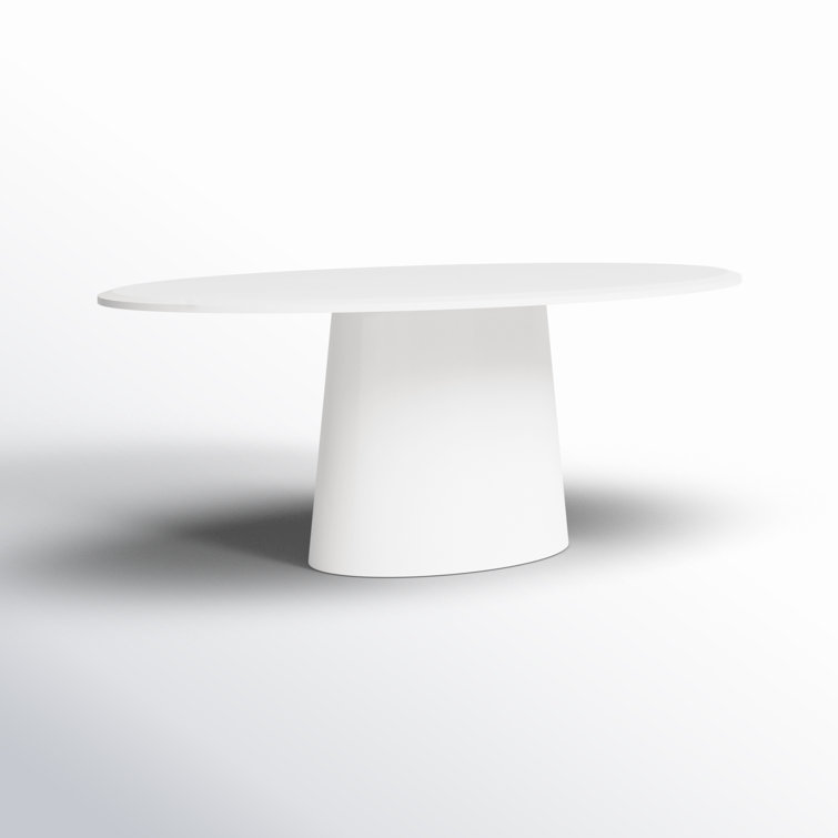 Contemporary Mid-Century 78'' Oval Wood Dining Table in Matte White