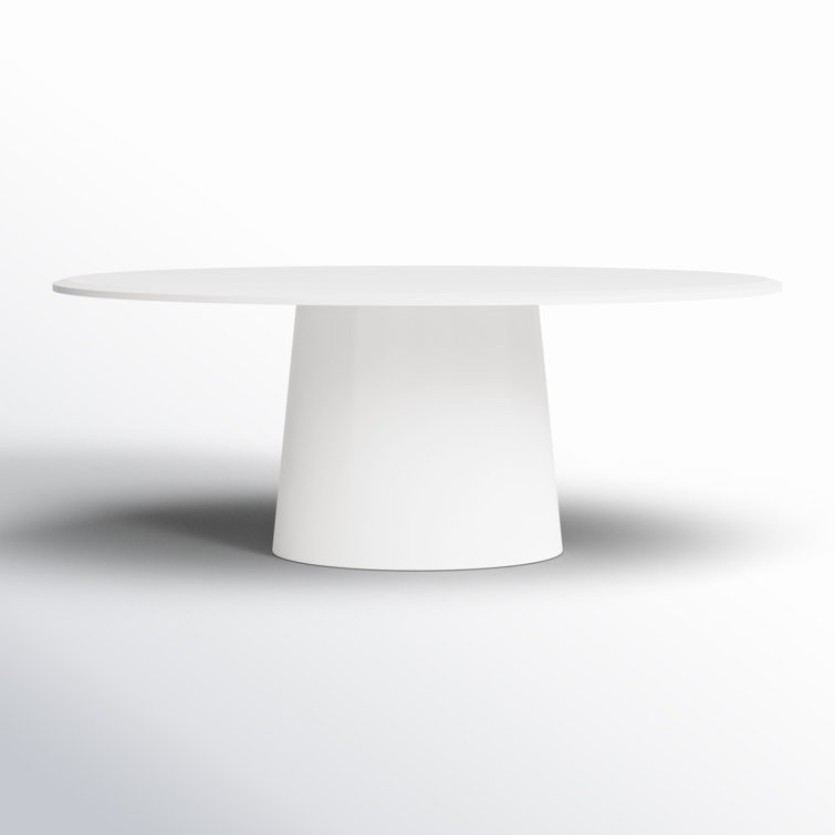 Contemporary Mid-Century 78'' Oval Wood Dining Table in Matte White