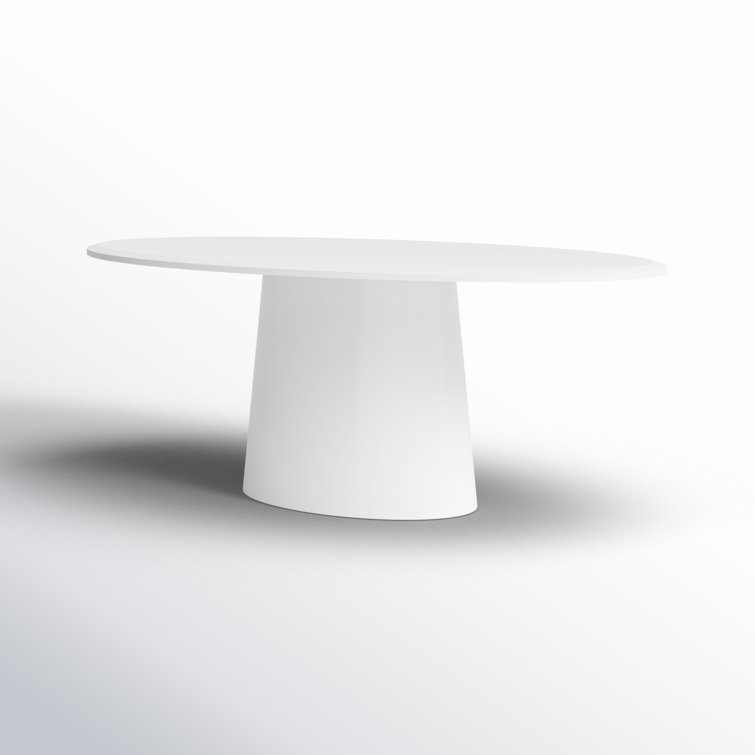 Contemporary Mid-Century 78'' Oval Wood Dining Table in Matte White