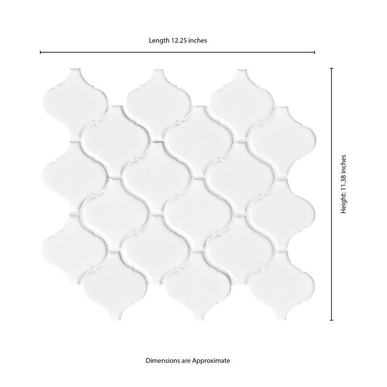 Bianco White Ceramic Arabesque Mosaic Wall Tile