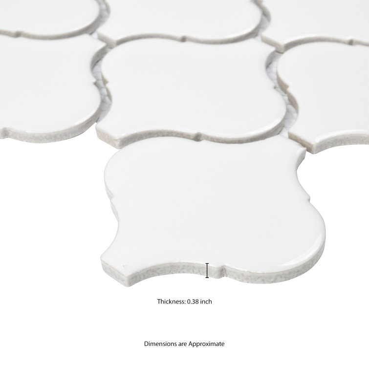 Bianco White Ceramic Arabesque Mosaic Wall Tile
