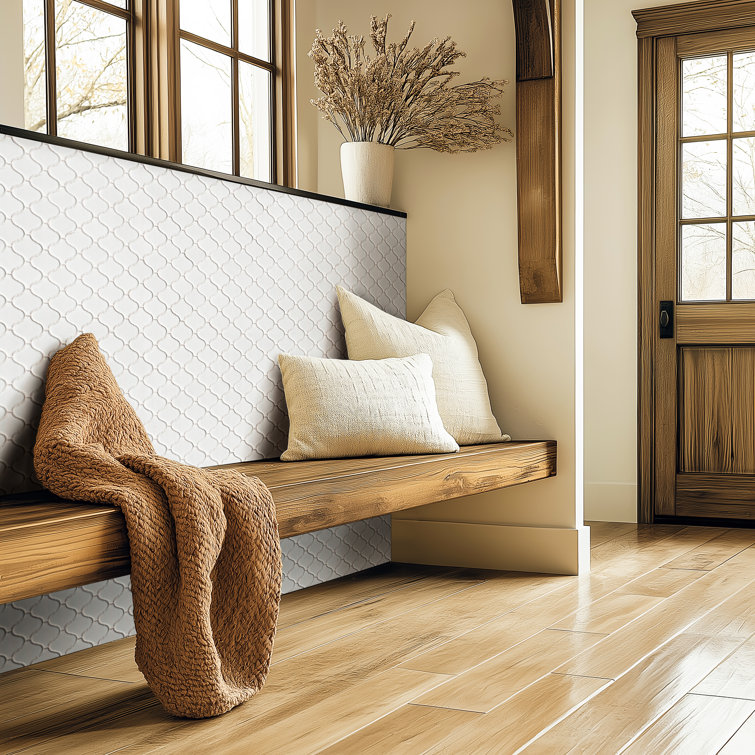 Bianco White Ceramic Arabesque Mosaic Wall Tile