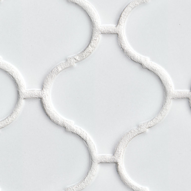 Bianco White Ceramic Arabesque Mosaic Wall Tile
