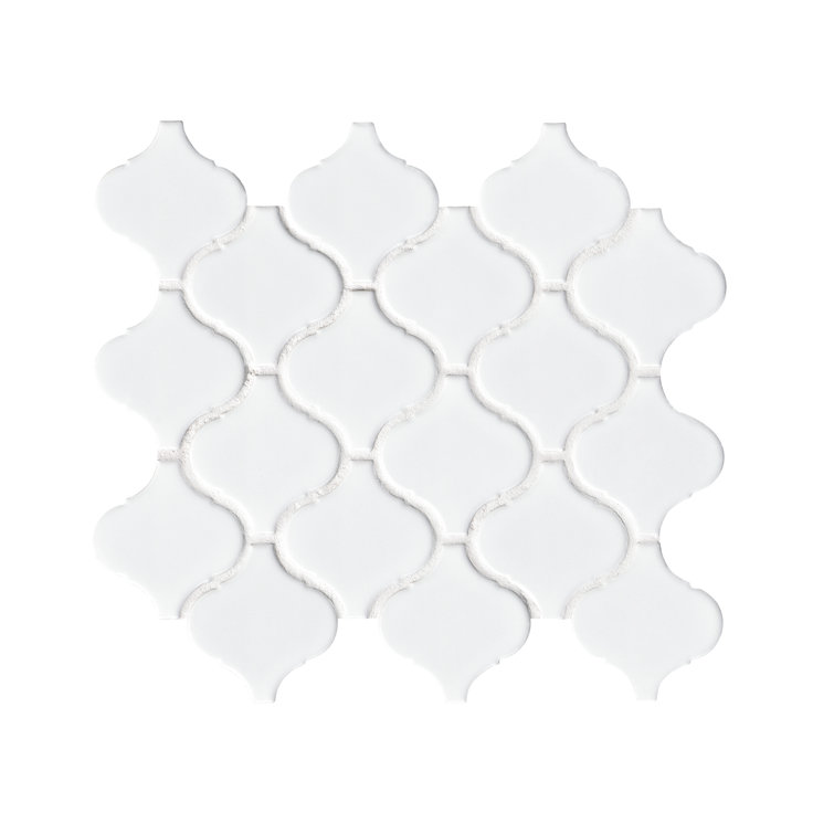 Bianco White Ceramic Arabesque Mosaic Wall Tile