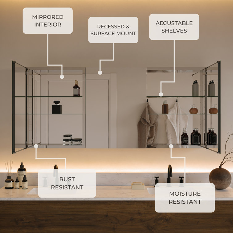 Senza 40" Wide Frameless Bathroom Medicine Cabinet with Mirrors