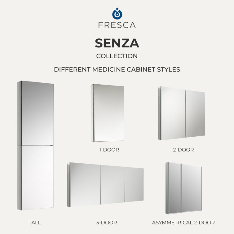 Senza 40" Wide Frameless Bathroom Medicine Cabinet with Mirrors