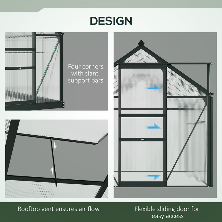Large Black Aluminum Frame Walk-In Greenhouse