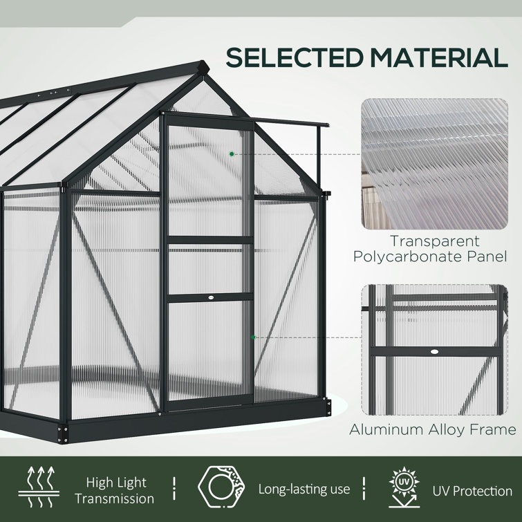 Large Black Aluminum Frame Walk-In Greenhouse