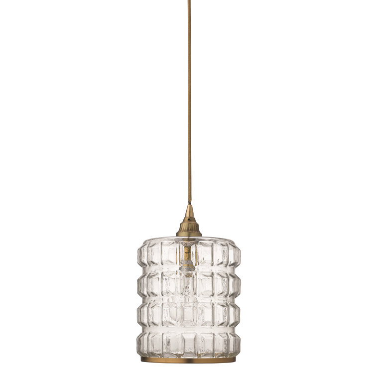 Mini Kenosha Antique Brass 1-Light Pendant with Clear Glass