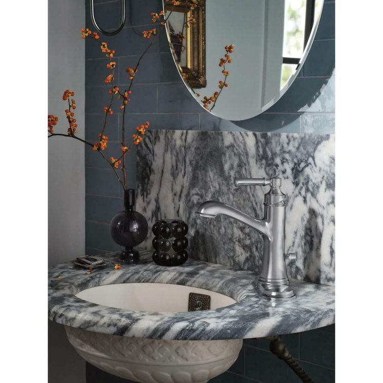Brushed Nickel Single Handle Bathroom Sink Faucet with Deckplate