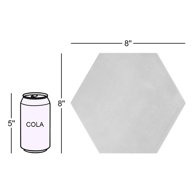 Eclipse Blue 8" Hexagon Matte Porcelain Floor and Wall Tile