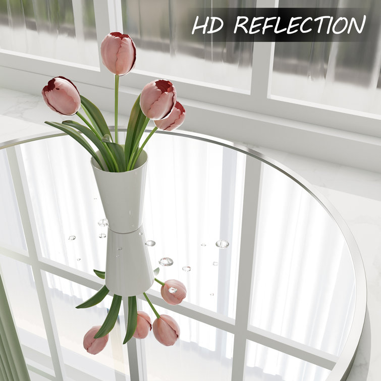 18" Round Silver Aluminum Vanity Mirror with Fog-Free Finish
