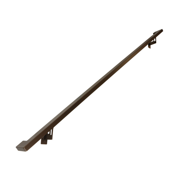 Modern Black Aluminum Handrail Kit with Adjustable Steel Brackets, 6 Feet