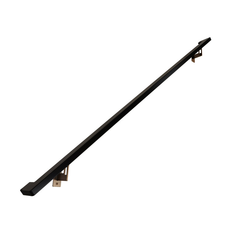 Modern Black Aluminum Handrail Kit with Adjustable Steel Brackets, 6 Feet