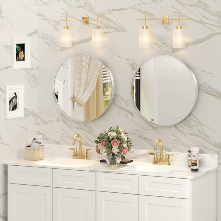 18" Round Silver Aluminum Vanity Mirror with Fog-Free Finish