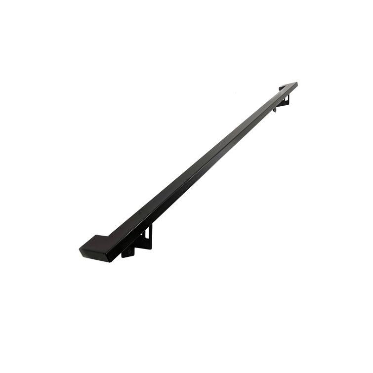 Modern Black Aluminum Handrail Kit with Adjustable Steel Brackets, 6 Feet