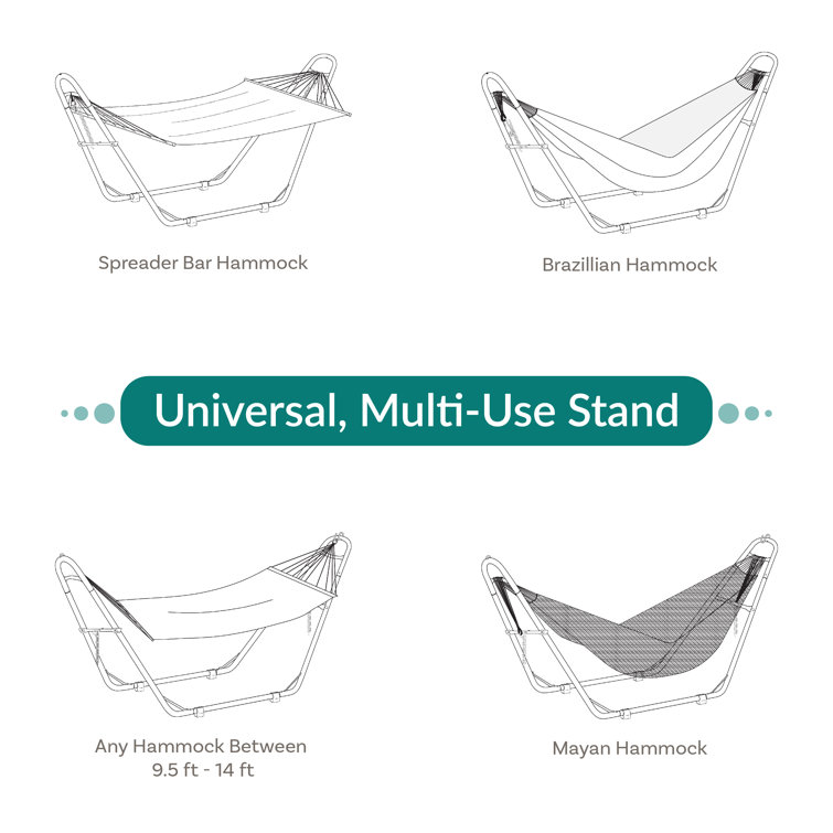 Black Powder-Coated Steel Universal Hammock Stand for 9 to 14 Feet