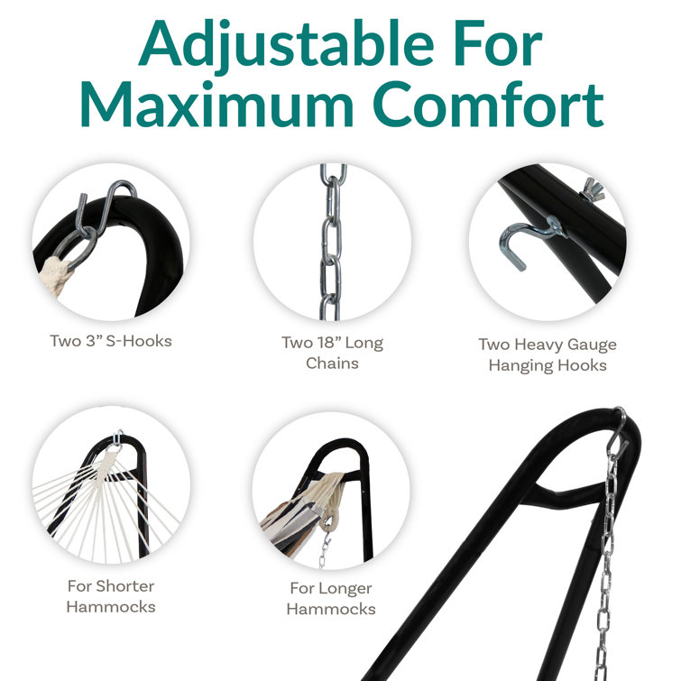Black Powder-Coated Steel Universal Hammock Stand for 9 to 14 Feet