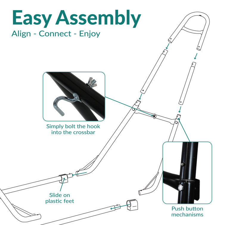 Black Powder-Coated Steel Universal Hammock Stand for 9 to 14 Feet
