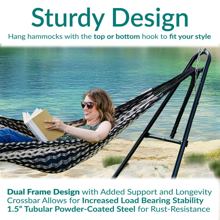 Black Powder-Coated Steel Universal Hammock Stand for 9 to 14 Feet