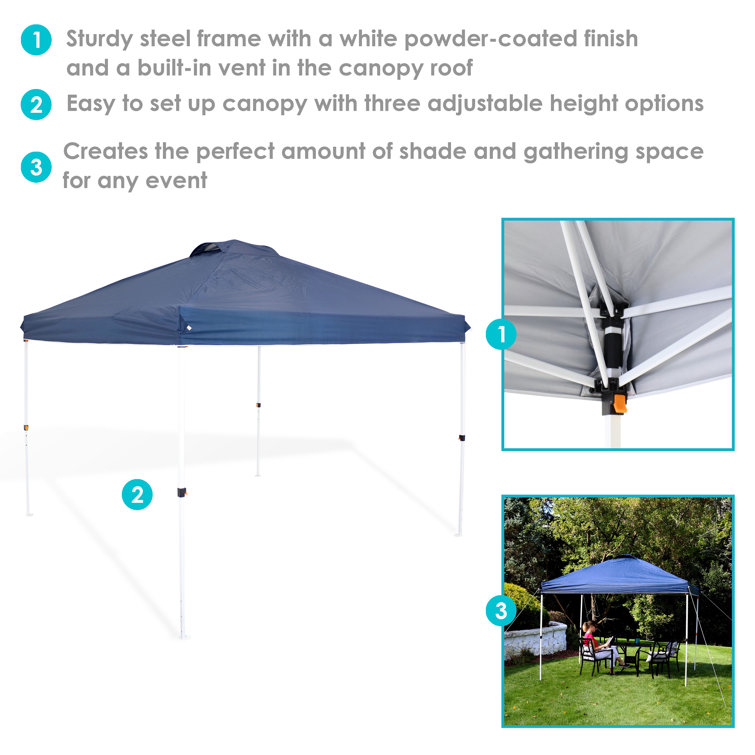12 Ft Blue Steel Pop-Up Canopy with Carry Bag and Sandbags