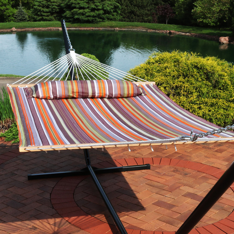 Canyon Sunset Quilted Fabric Two-Person Hammock with Spreader Bars