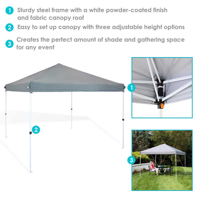 12 Ft. Gray Steel Pop-Up Canopy with Sandbags