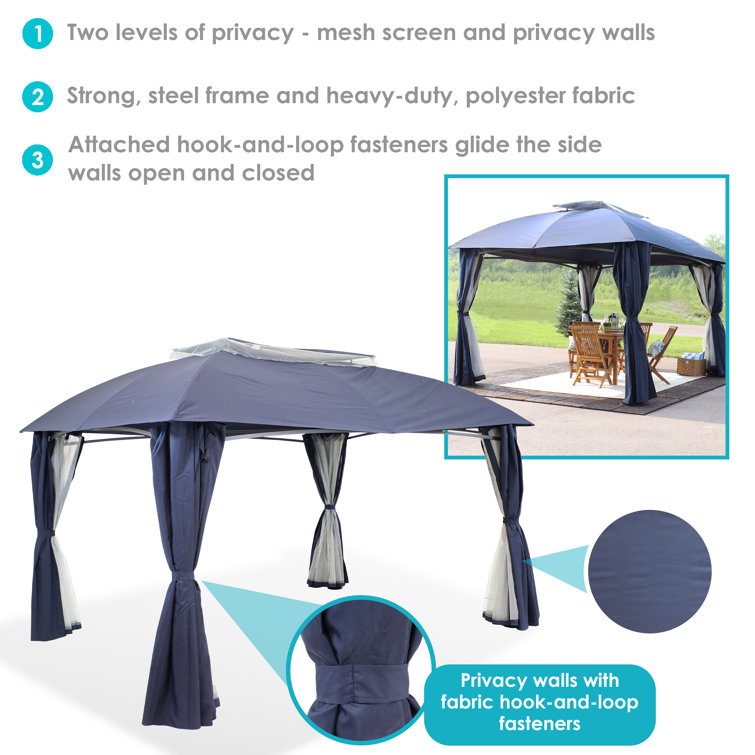 Navy Steel Frame Square Patio Gazebo with Polyester Roof
