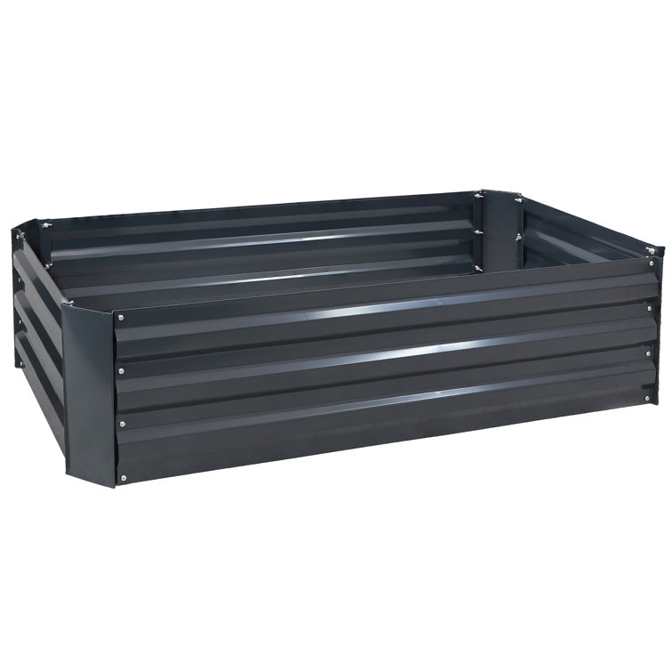 Dark Gray Galvanized Steel Raised Garden Beds for Plants and Vegetables