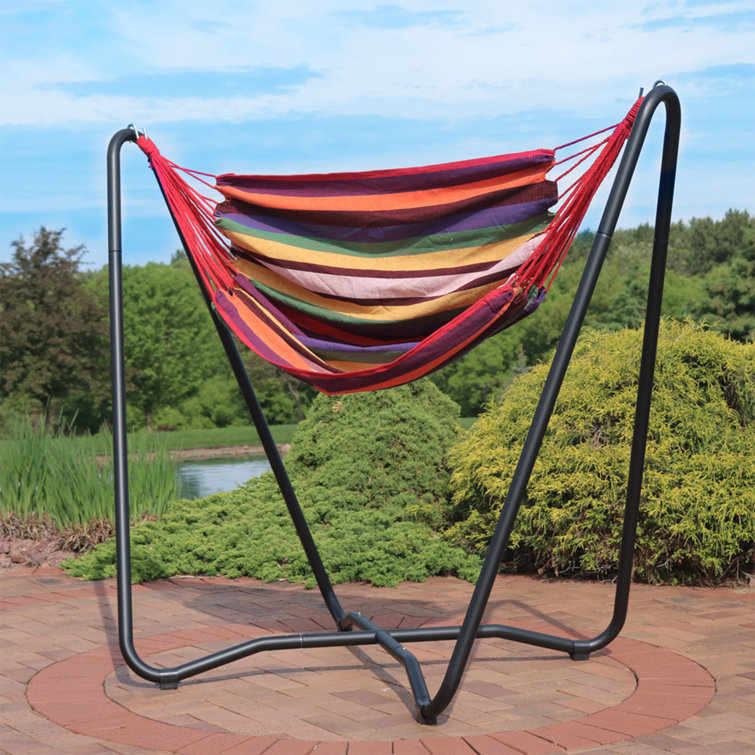 Sunset Multicolor Cotton Hanging Hammock Chair with Stand
