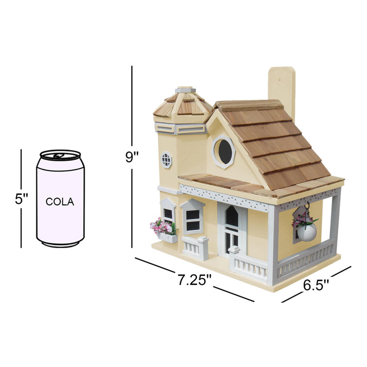 Yellow Pine Shingles Flower Pot Cottage Birdhouse