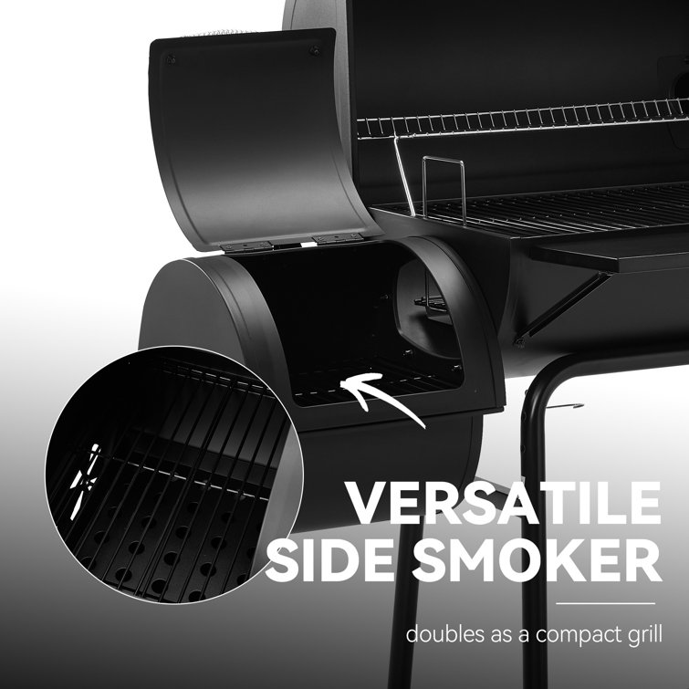Royal Gourmet Black Steel Charcoal Grill with Smoker and Cover