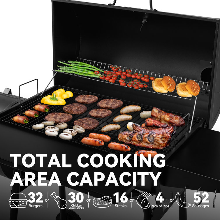 Royal Gourmet Black Steel Charcoal Grill with Smoker and Cover