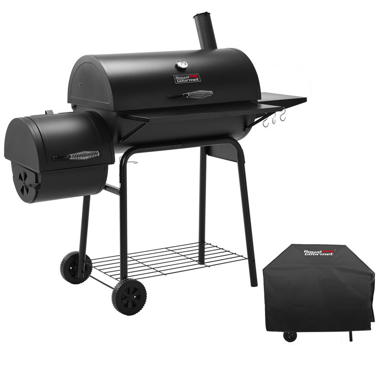 Royal Gourmet Black Steel Charcoal Grill with Smoker and Cover