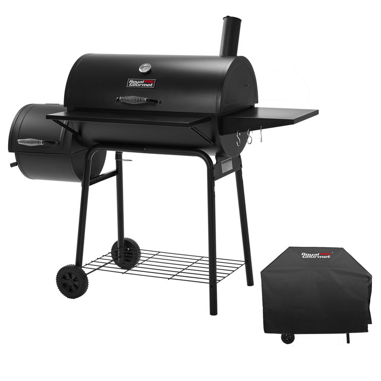 Royal Gourmet Black Steel Charcoal Grill with Smoker and Cover