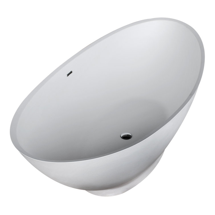 Ala 74'' Matte White Acrylic Freestanding Soaking Bathtub