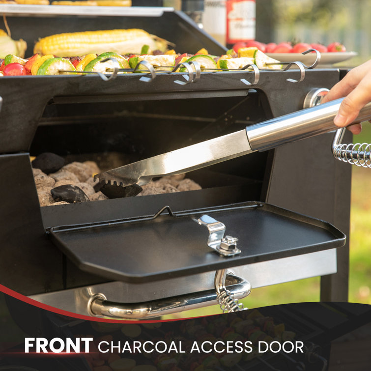 Royal Gourmet 24" Black Charcoal Grill with Side Shelf and Cover