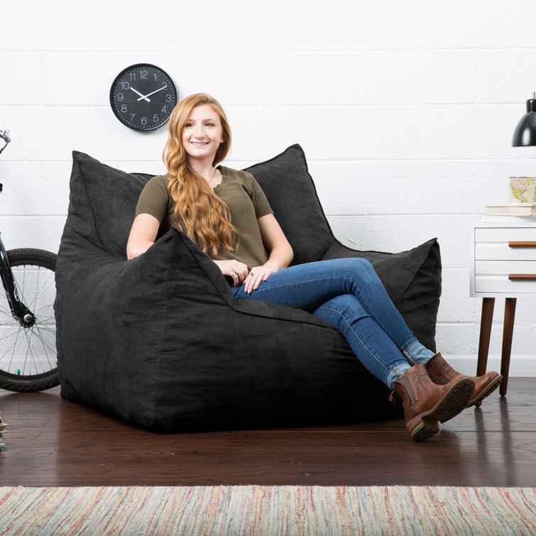 Imperial Black Plush Polyester Bean Bag Sofa with Removable Cover
