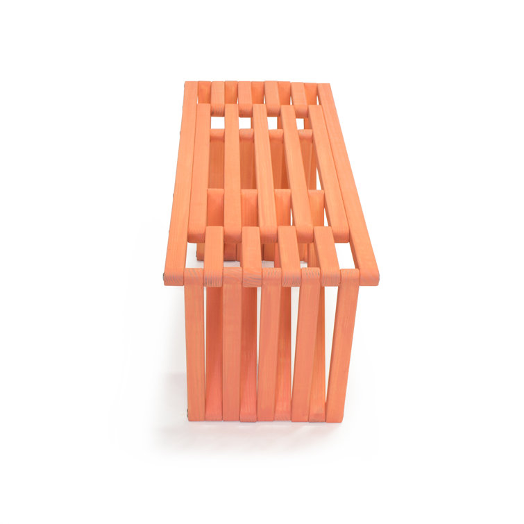 Modern Light Brown Solid Wood and Stainless Steel Bench