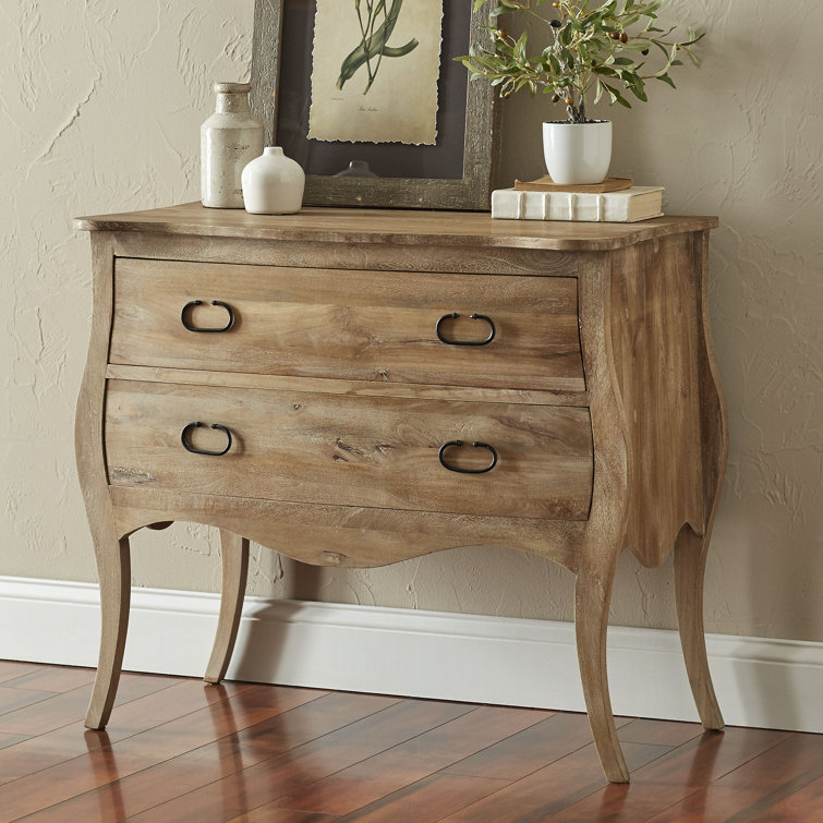 Gray Mango Wood 2-Drawer Cottage Accent Chest