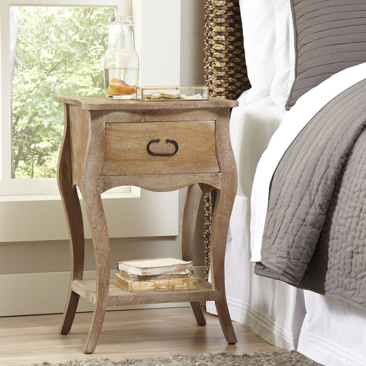 Esmerelda Transitional Mango Wood 1-Drawer Nightstand with Iron Pull